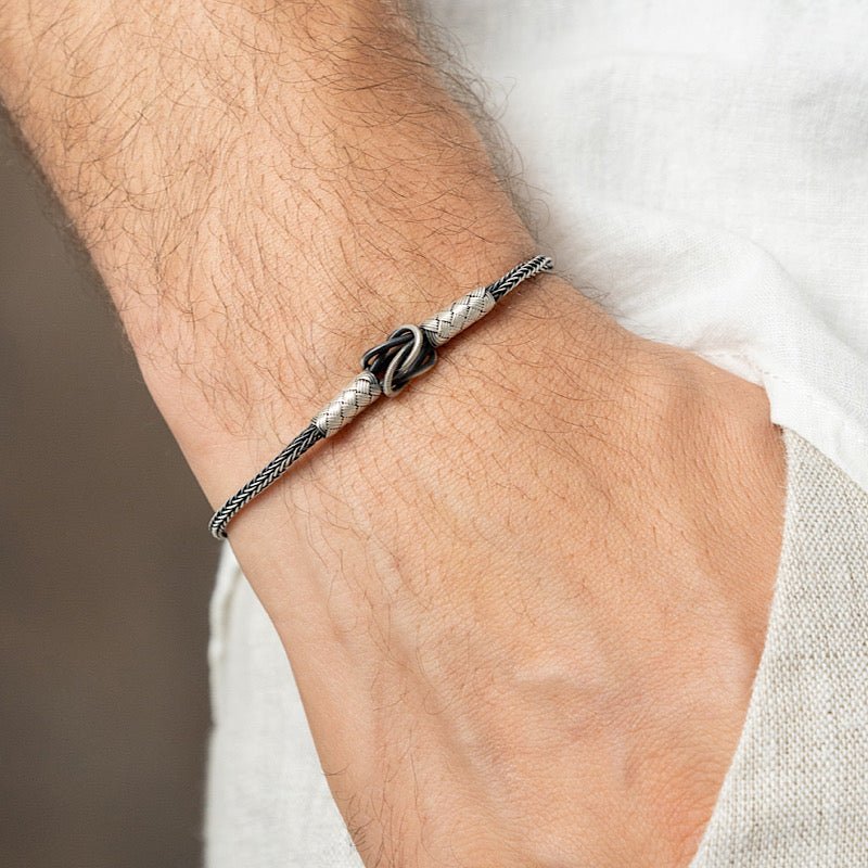 Mens Reef Knot Bracelets Oxidised Kazaz Reef Knot Men's Bracelet