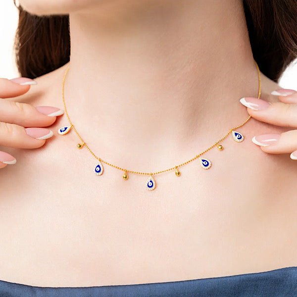 Evil Eye Choker Necklace in Sterling Silver – Zehrai