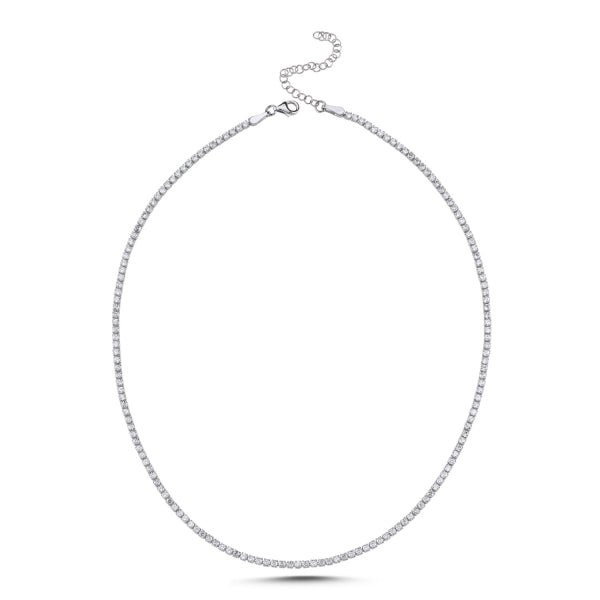 2 MM Tennis Necklace With CZ In Sterling Silver - Zehrai