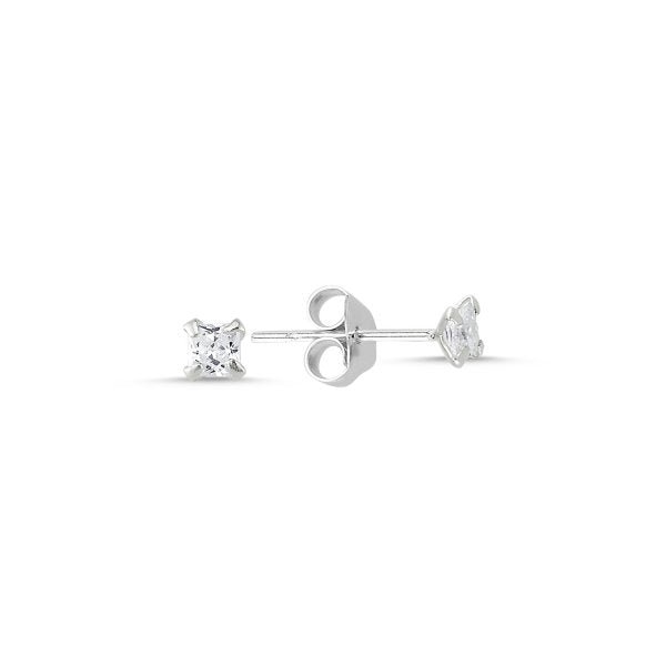 3 MM Square CZ Stud Earrings In Sterling Silver - Zehrai