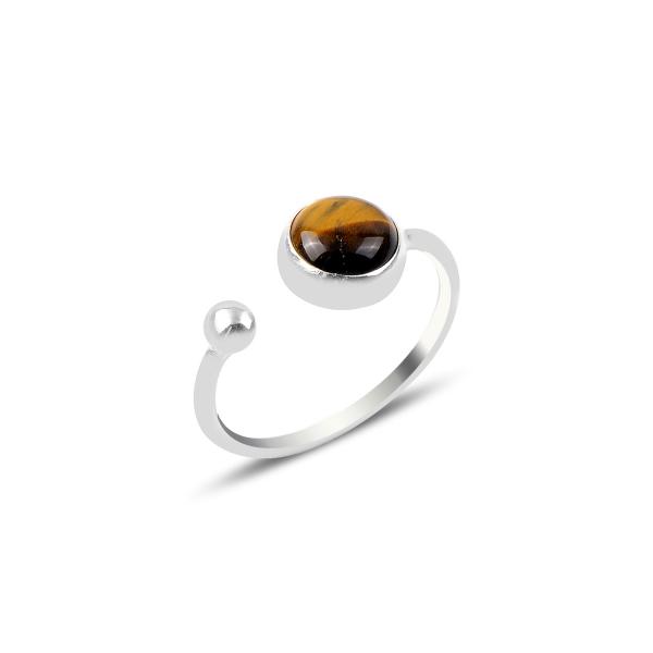 Adjustable Tiger s Eye Ring In Sterling Silver Zehrai