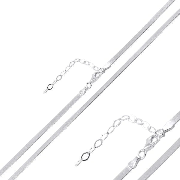 Flat Chain Choker Necklace In Sterling Silver - Zehrai