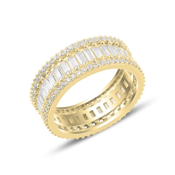 Gold Plated Baguette Eternity Ring In Sterling Silver - Zehrai