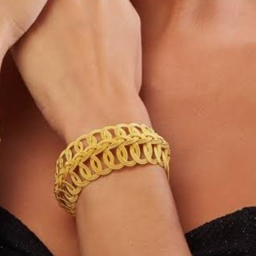 Gold Plated Kazaz Bracelet in Pure Silver