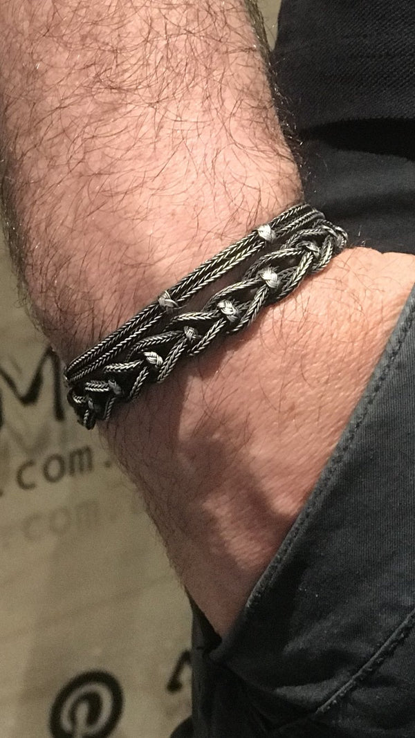 Oxidised Kazaz bracelet for Men in pure silver