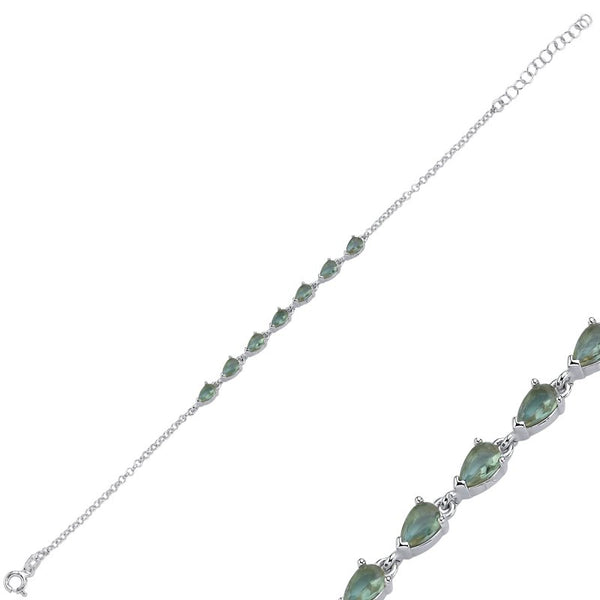 Teardrop Created Zultanite Bracelet – Sterling Silver