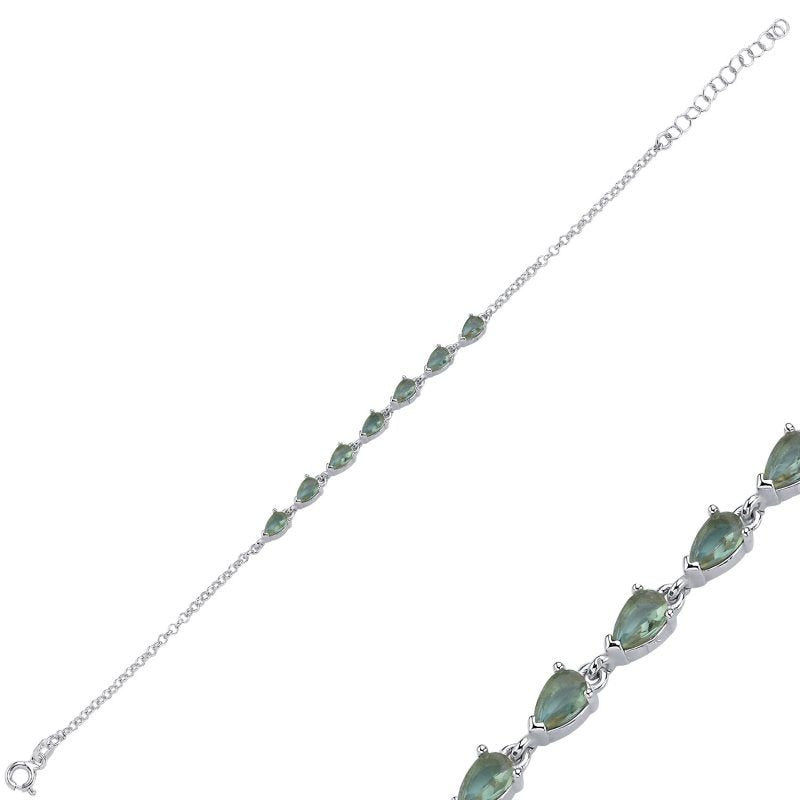 Teardrop Created Zultanite Bracelet – Sterling Silver