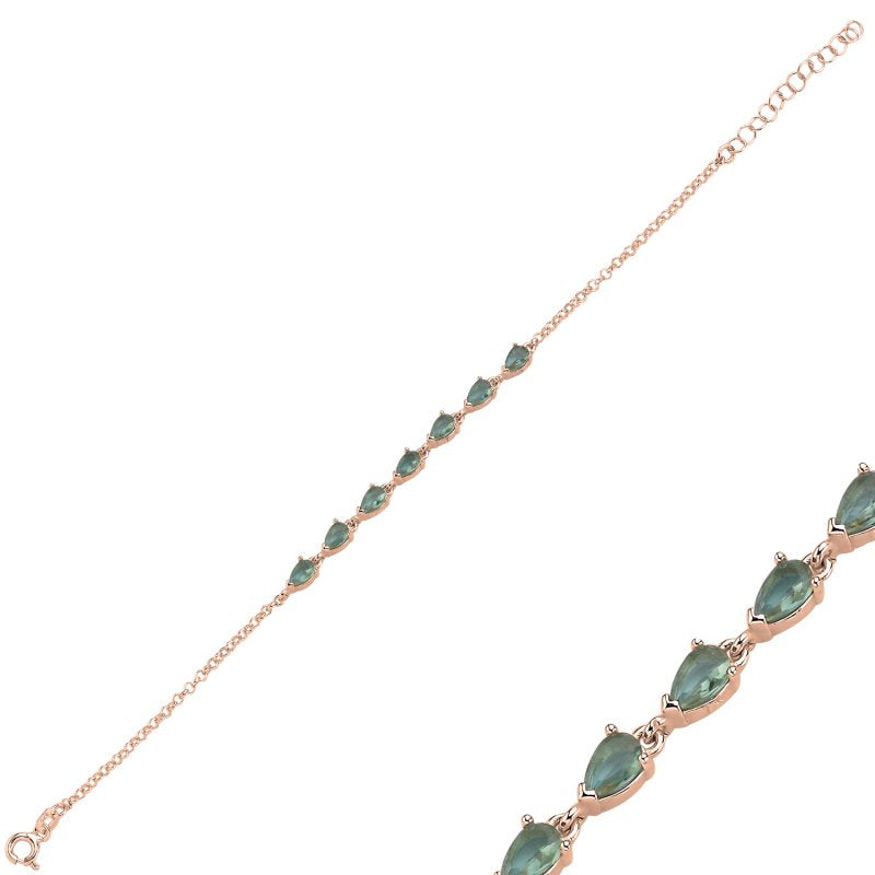 Teardrop Created Zultanite Bracelet – Sterling Silver