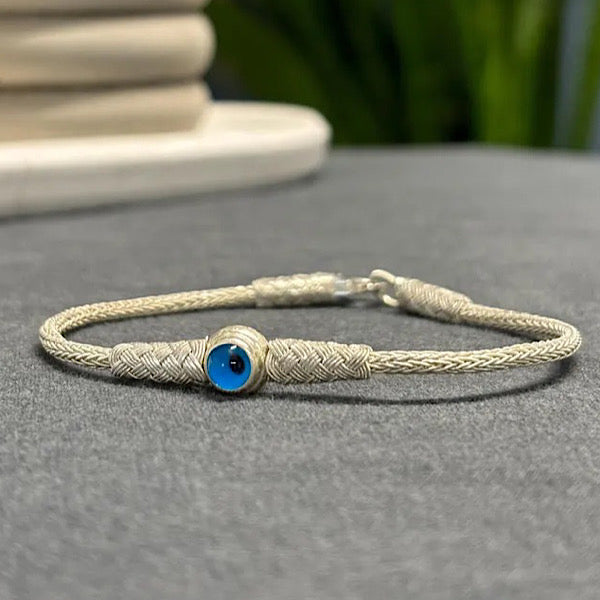 Kazaz Evil Eye Bracelet – Handwoven Pure Silver