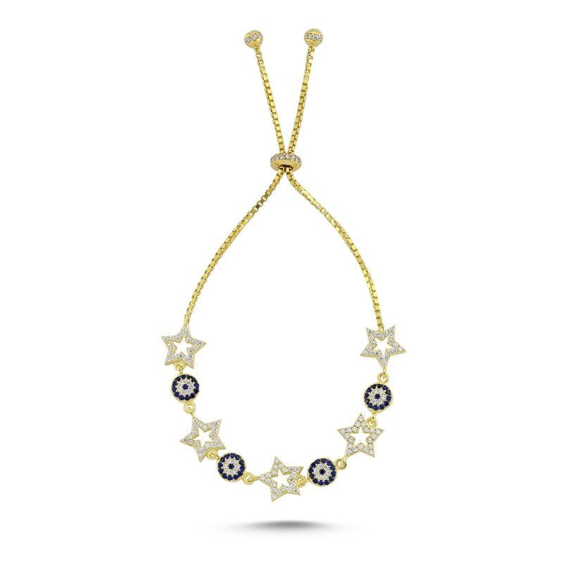 Adjustable Evil Eye & Star bracelet in sterling silver - Zehrai