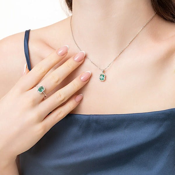 Created Paraiba Set Of Ring Earrings And Ring In Sterling Silver - Zehrai