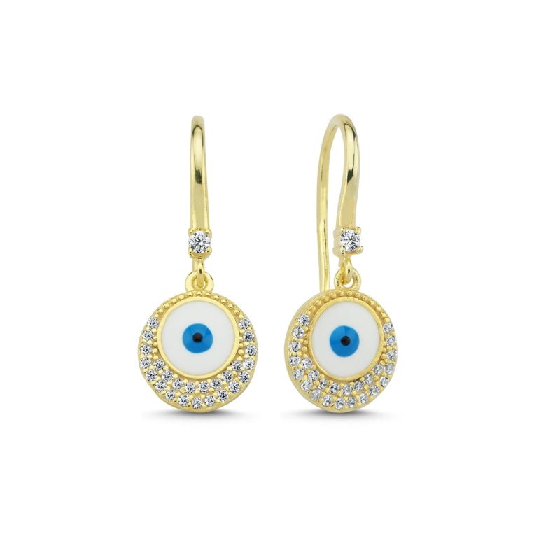 Evil Eye Turquoise Enamel Earrings In Sterling Silver - Zehrai