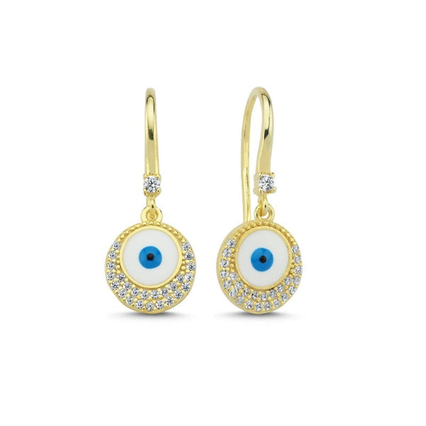 Evil Eye Turquoise Enamel Earrings In Sterling Silver - Zehrai