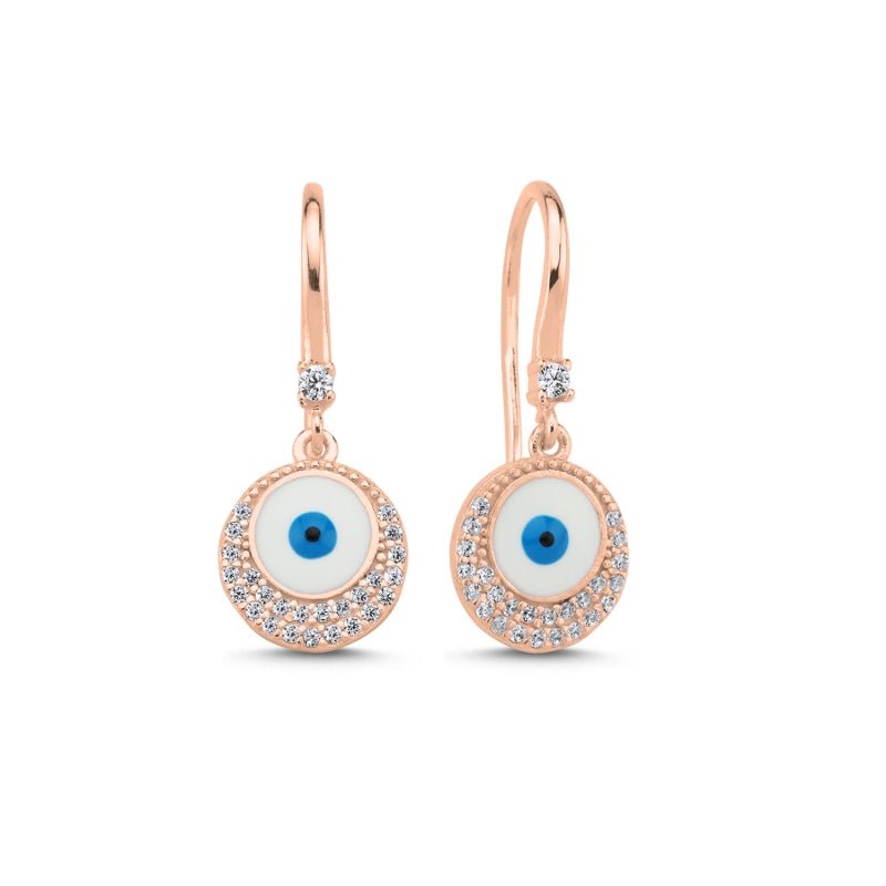 Evil Eye Turquoise Enamel Earrings In Sterling Silver - Zehrai