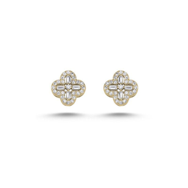 Four Leaf Clover Quatrefoil Stud Earrings In Sterling Silver