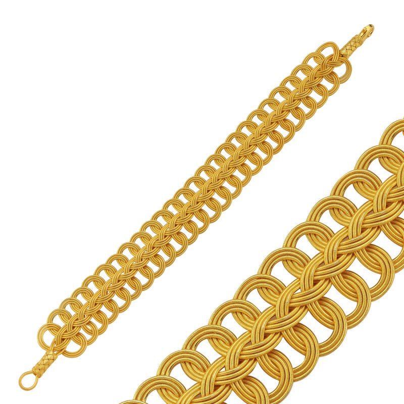 Gold Plated Kazaz Bracelet in Pure Silver - Zehrai