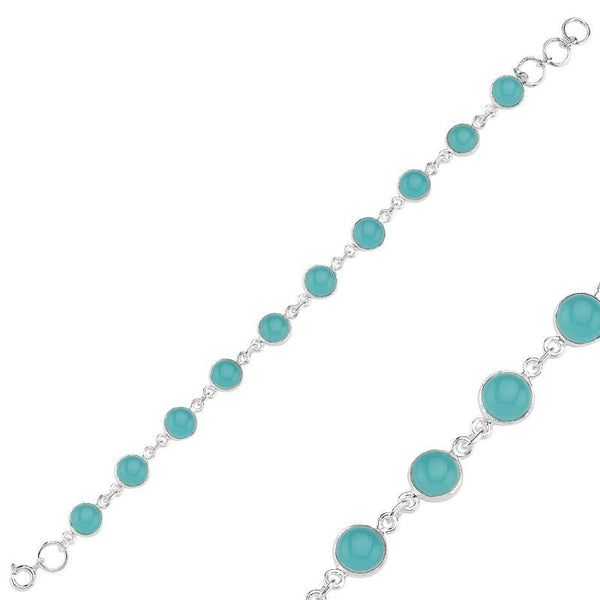 Handmade Natural Aquamarine Bracelet in Sterling Silver - Zehrai
