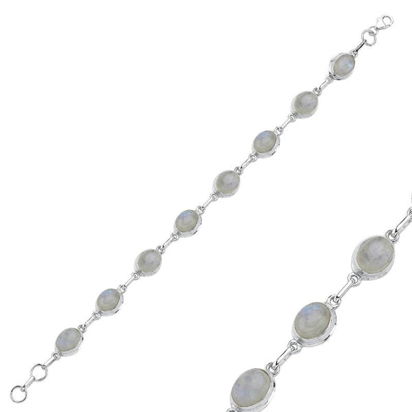 Handmade Natural Moonstone Bracelet in Sterling Silver - Zehrai