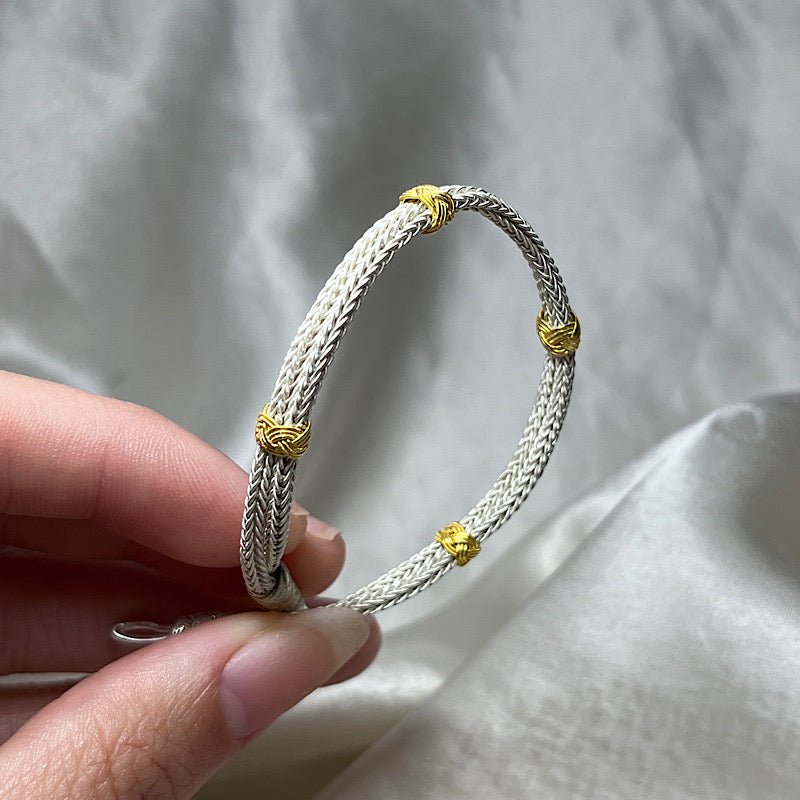 Handwoven Kazaz Bracelet in 1000K Pure Silver - Zehrai