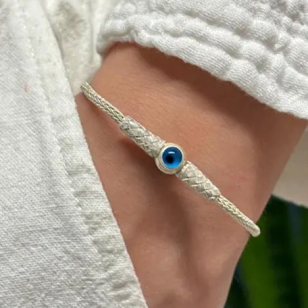Kazaz Evil Eye Bracelet – Handwoven Pure Silver - Zehrai