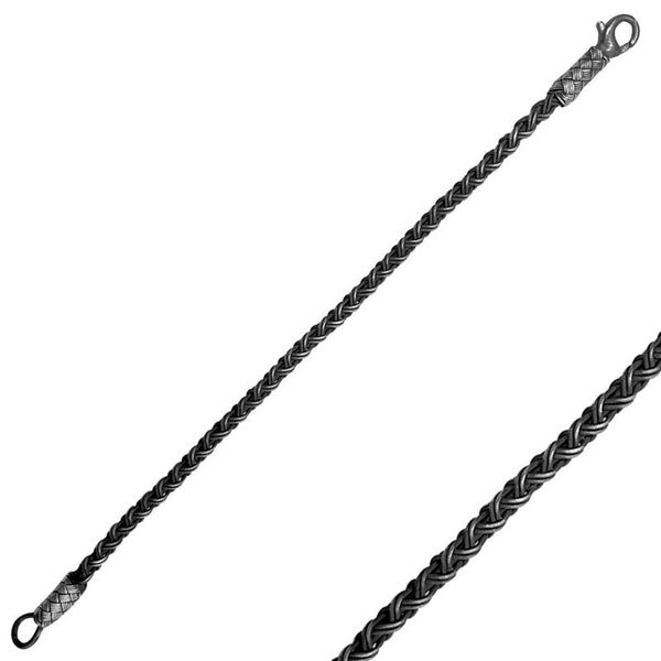 Oxidised Handwoven Kazaz Bracelet For Mens In Pure Silver