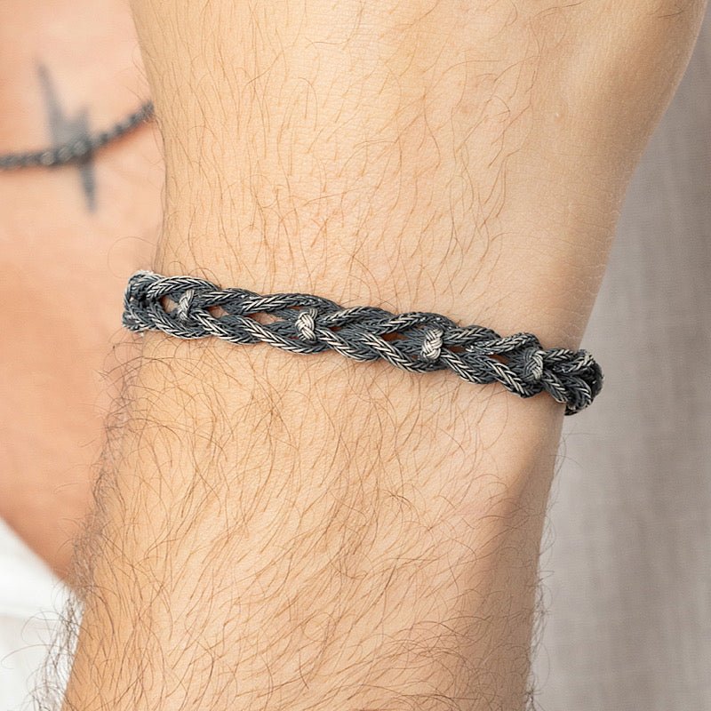 Oxidised Kazaz bracelet for Men in pure silver - Zehrai