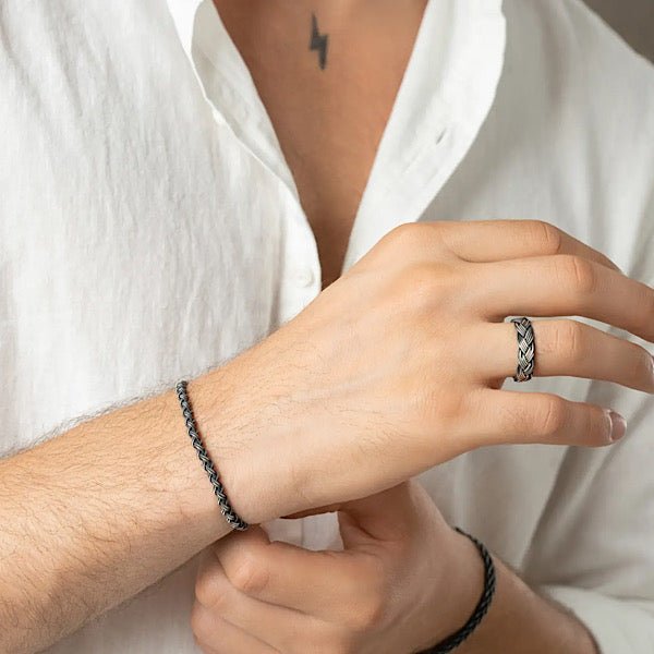 Oxidised Kazaz Men’s Ring In Pure Silver