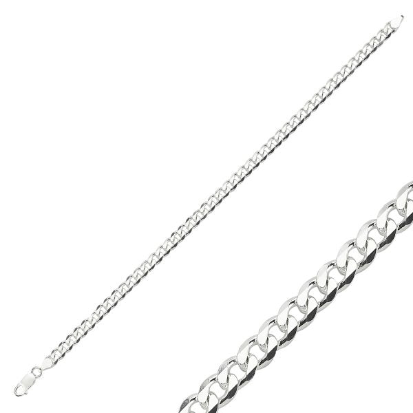 140 Micron Curb Chain Bracelet In Sterling Silver - Zehrai