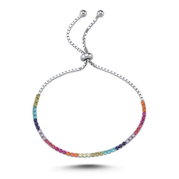 1.75 MM Multicolour Adjustable Tennis Bracelet In Sterling Silver - Zehrai