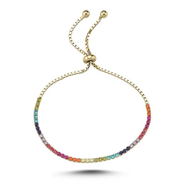 1.75 MM Multicolour Adjustable Tennis Bracelet In Sterling Silver