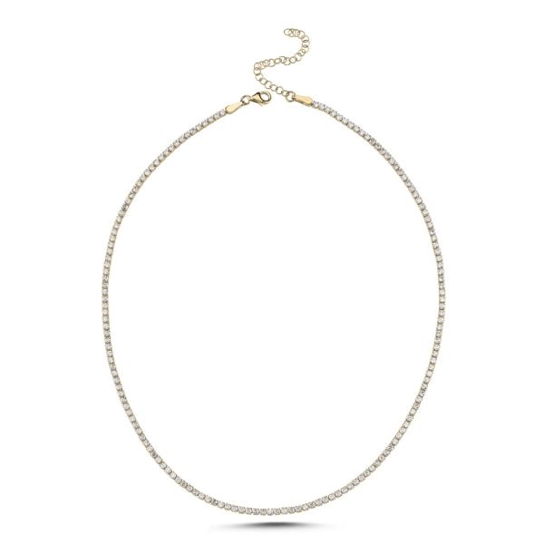 2 MM Tennis Necklace With CZ In Sterling Silver