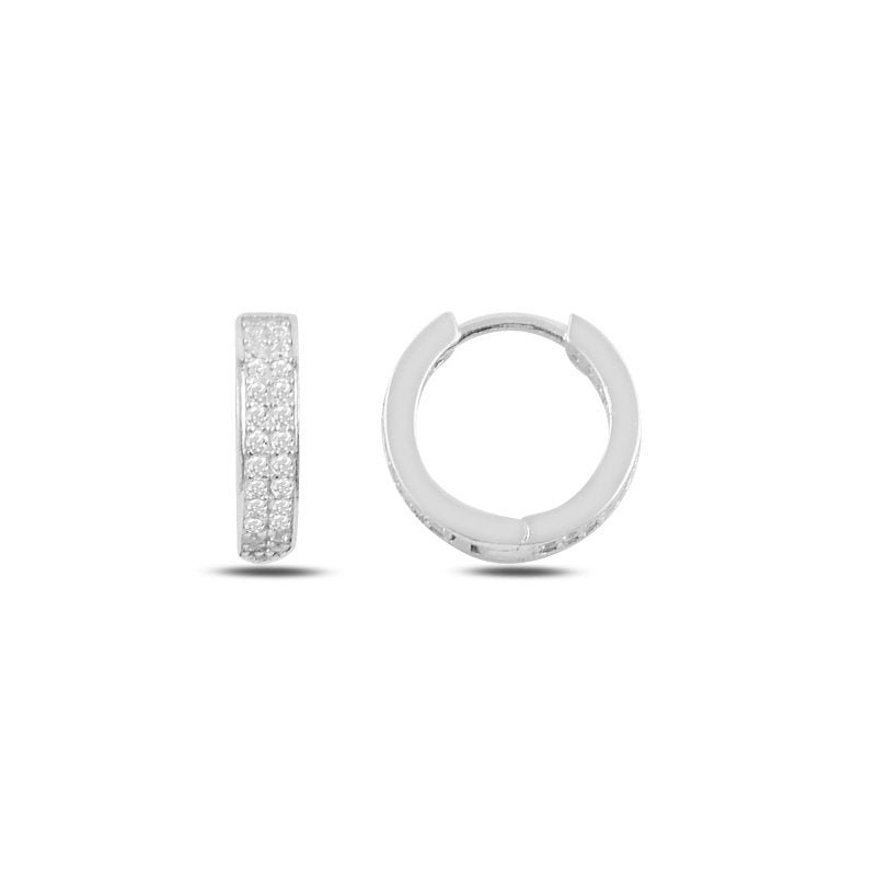 2 Row CZ 15 Mm eternity hoop earrings in sterling silver - Zehrai