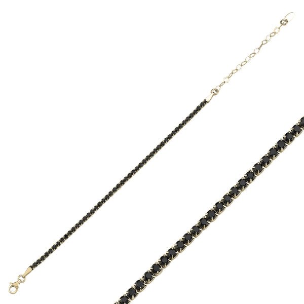 2.5 Mm Black CZ Tennis Bracelet In Sterling Silver