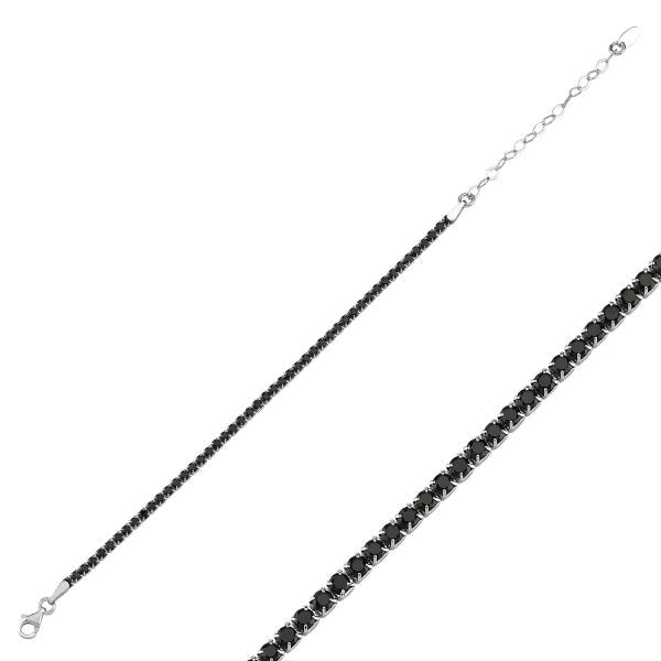 2.5 Mm Black CZ Tennis Bracelet In Sterling Silver - Zehrai