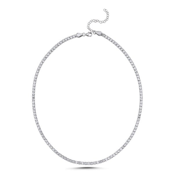 3 MM Tennis Necklace With CZ In Sterling Silver