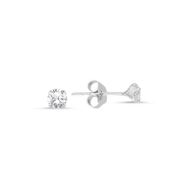 4mm round cubic zirconia stud earrings in sterling silver - Zehrai