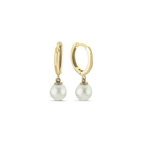 7Mm Pearl Huggie Hoop Earrings In Sterling Silver - Zehrai