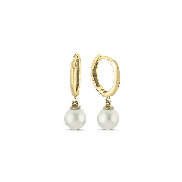 7Mm Pearl Huggie Hoop Earrings In Sterling Silver - Zehrai