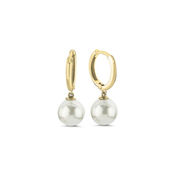 9Mm Pearl Huggie Hoop Earrings In Sterling Silver