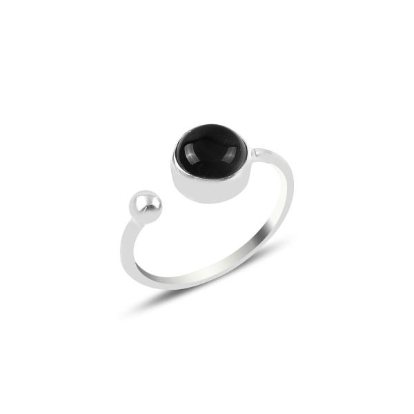 Adjustable Black Onyx Ring In Sterling Silver - Zehrai