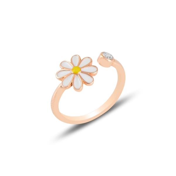 Adjustable Enamel Daisy Ring In Sterling Silver