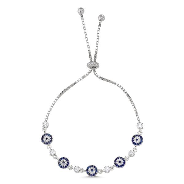 Adjustable evil eye bracelet in sterling silver - Zehrai