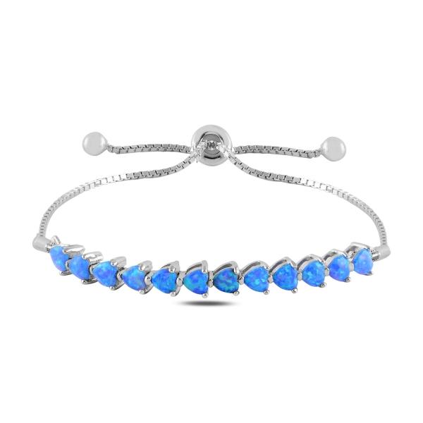 Adjustable opal heart bracelet in sterling silver - Zehrai