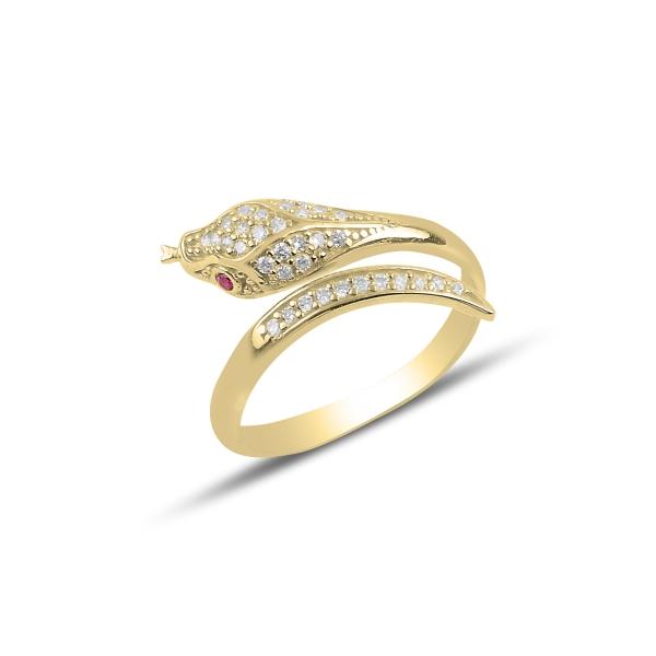 Adjustable Snake ring with cubic zirconia in sterling silver - Zehrai
