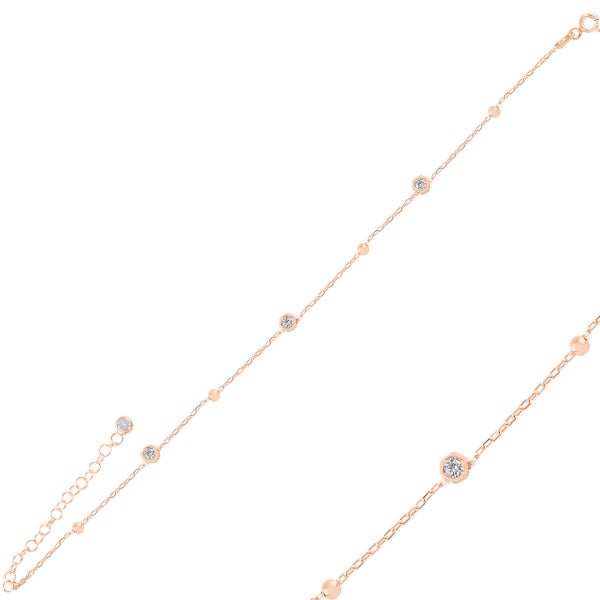 Anklet With CZ In Sterling Silver - Zehrai