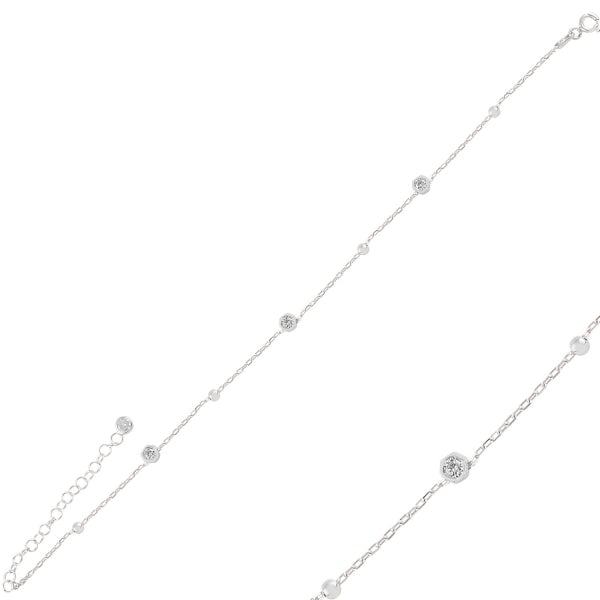 Anklet With CZ In Sterling Silver