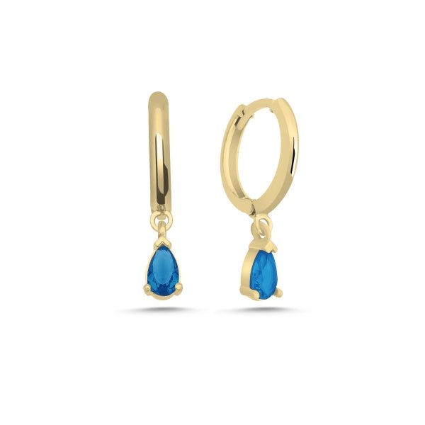 Aqua Huggie Hoop Earrings In Sterling Silver - Zehrai