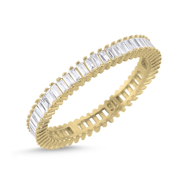 Baguette Eternity Ring With CZ In Sterling Silver - Zehrai