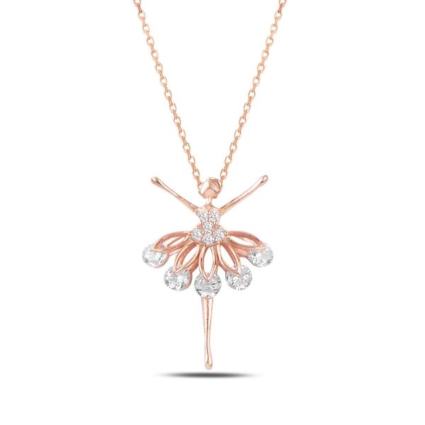 Ballerina necklace with cubic zirconia in sterling silver