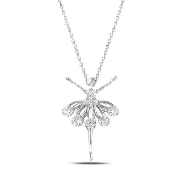 Ballerina necklace with cubic zirconia in sterling silver - Zehrai